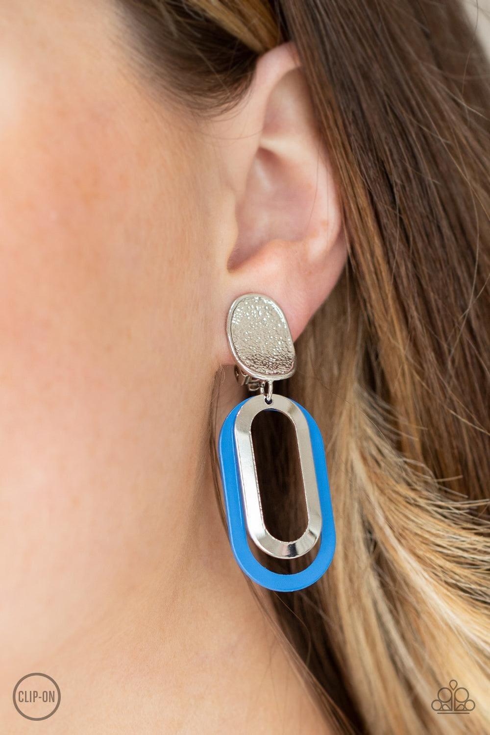 Paparazzi Accessories - Melrose Mystery - Blue Clip-on Earrings - Bling by JessieK