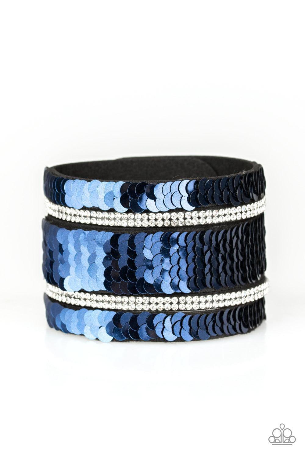 Paparazzi Accessories - Mermaid Service - Blue/silver Snap Bracelet - Bling by JessieK