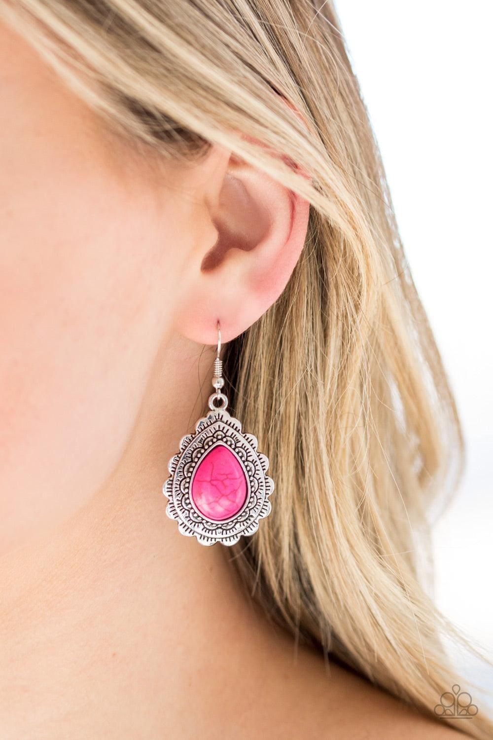 Paparazzi Accessories - Mesa Mustang - Pink Paparazzi Earrings - Bling by JessieK