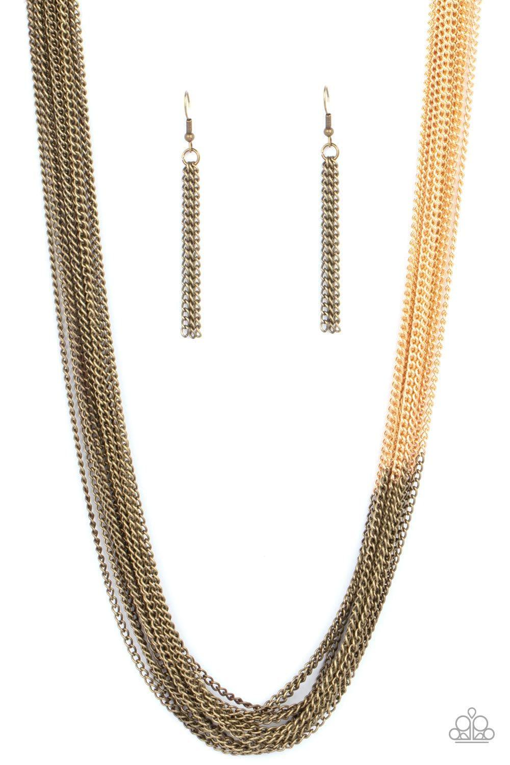 Paparazzi Accessories - Metallic Merger - Brass Necklace - Bling by JessieK