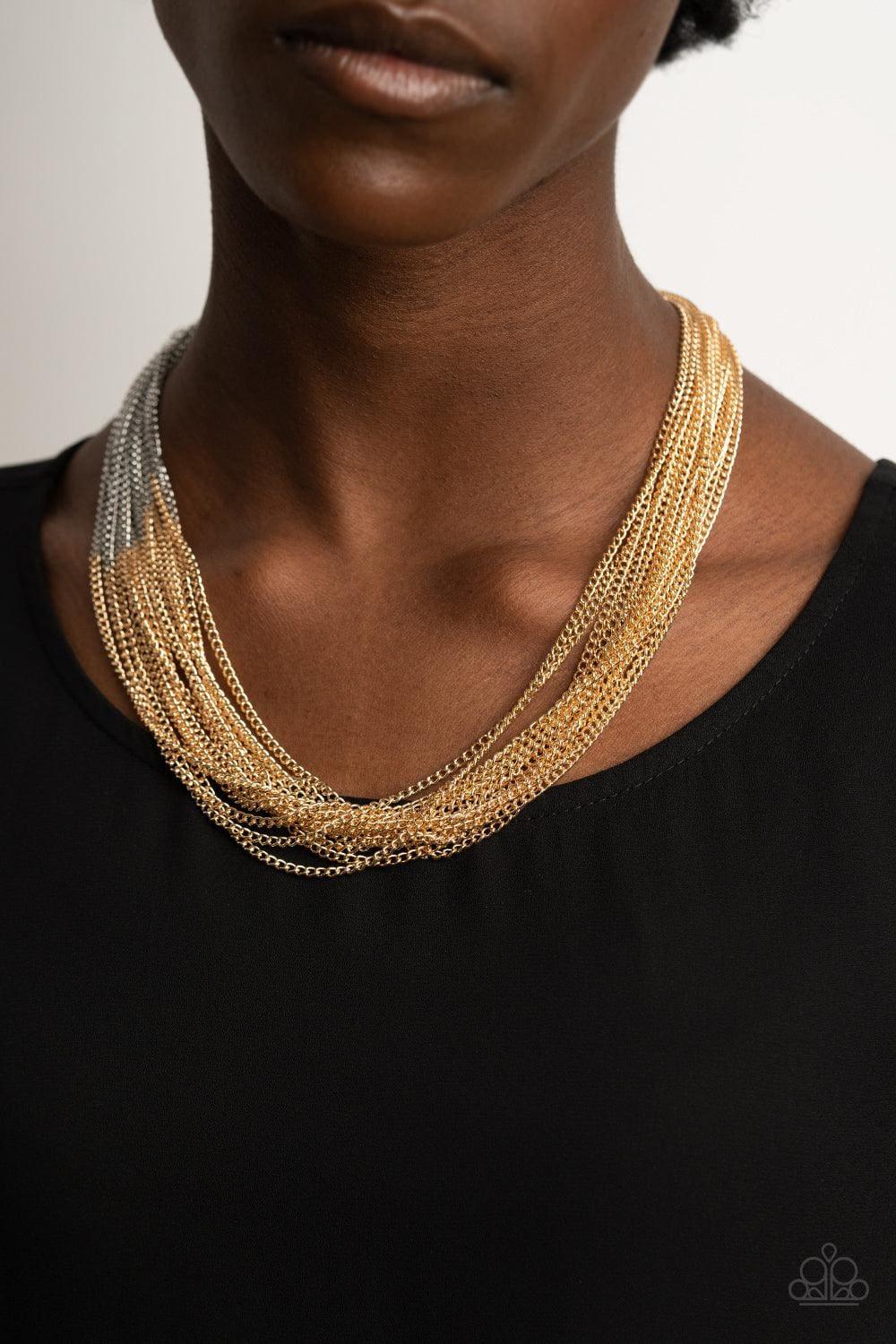 Paparazzi Accessories - Metallic Merger - Gold Necklace - Bling by JessieK