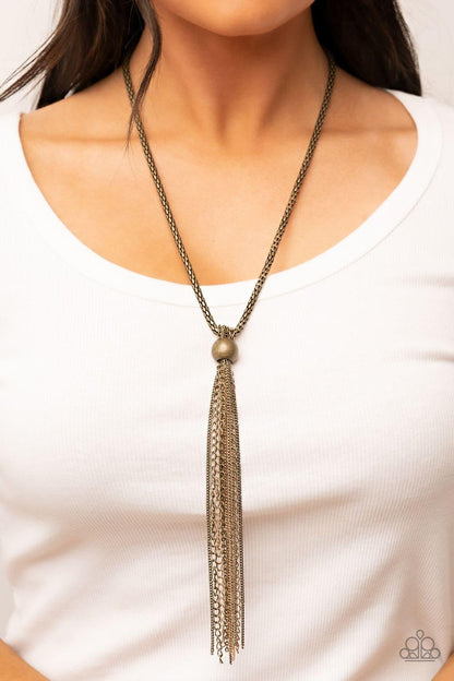 Paparazzi Accessories - Metallic Mesh-up - Brass Necklace - Bling by JessieK