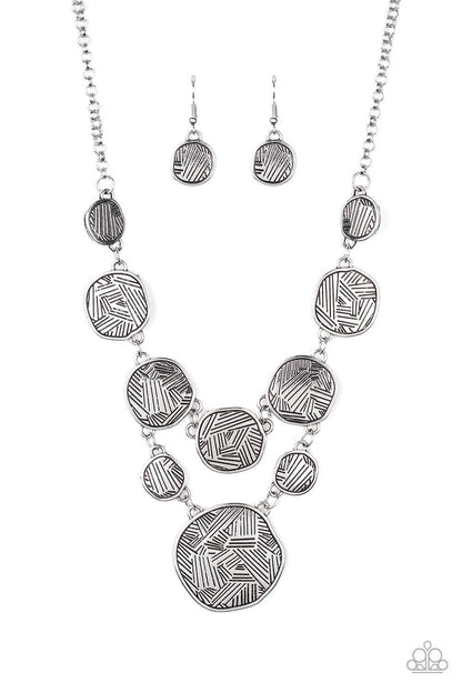 Paparazzi Accessories - Metallic Patchwork - Silver Necklace - Bling by JessieK