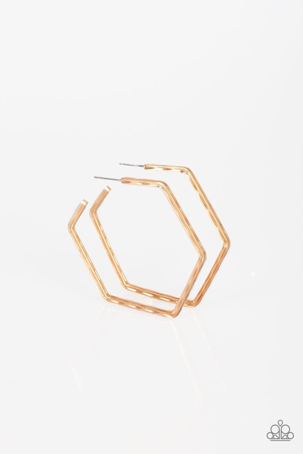 Paparazzi Accessories - Metro Metric - Gold Hoop Earrings - Bling by JessieK