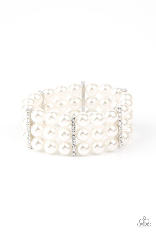 Paparazzi Accessories - Modern Day Majesty - White Bracelet - Bling by JessieK