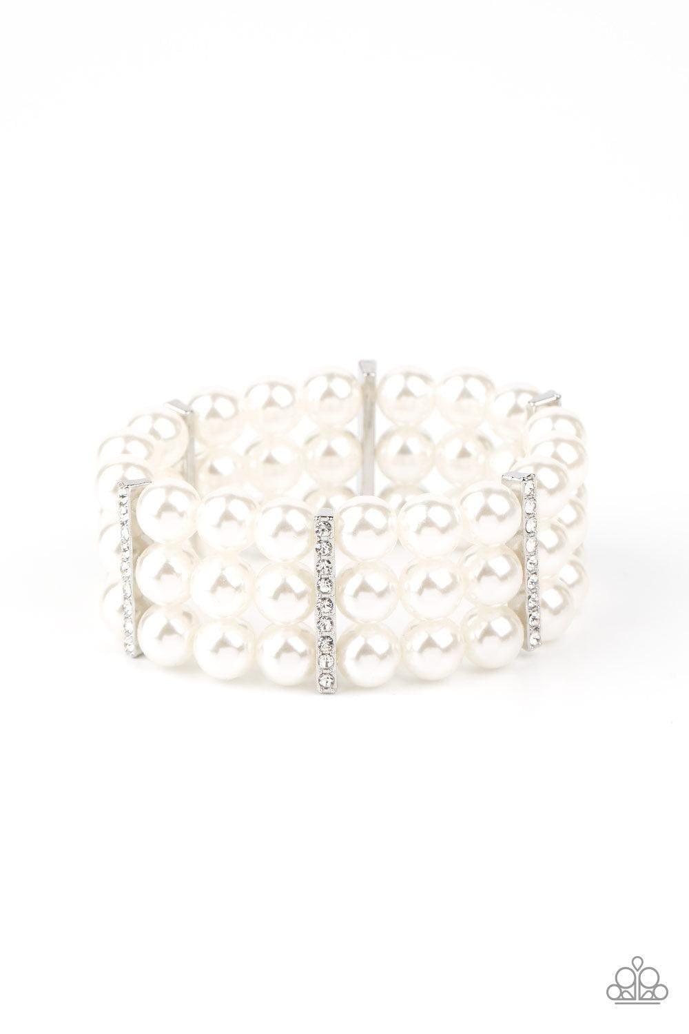 Paparazzi Accessories - Modern Day Majesty - White Bracelet - Bling by JessieK