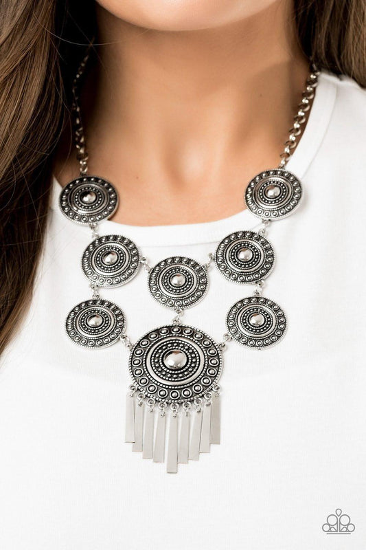 Paparazzi Accessories - Modern Medalist- Silver Necklace - Bling by JessieK