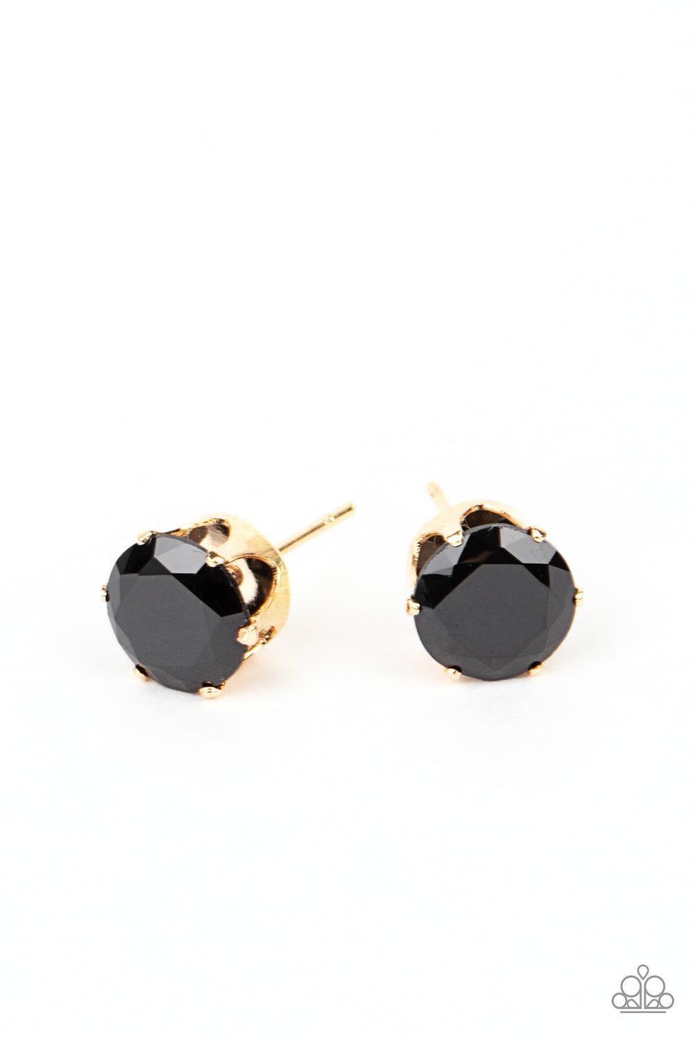 Paparazzi Accessories - Modest Motivation - Gold and Black Post Earrings - Bling by JessieK