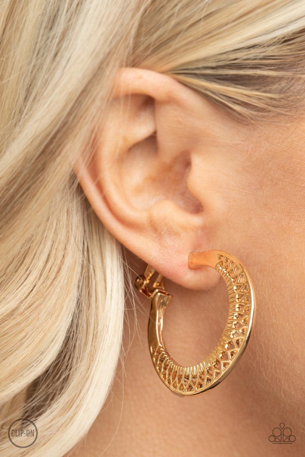 Paparazzi Accessories - Moon Child Charisma - Gold Clip-on Earrings - Bling by JessieK