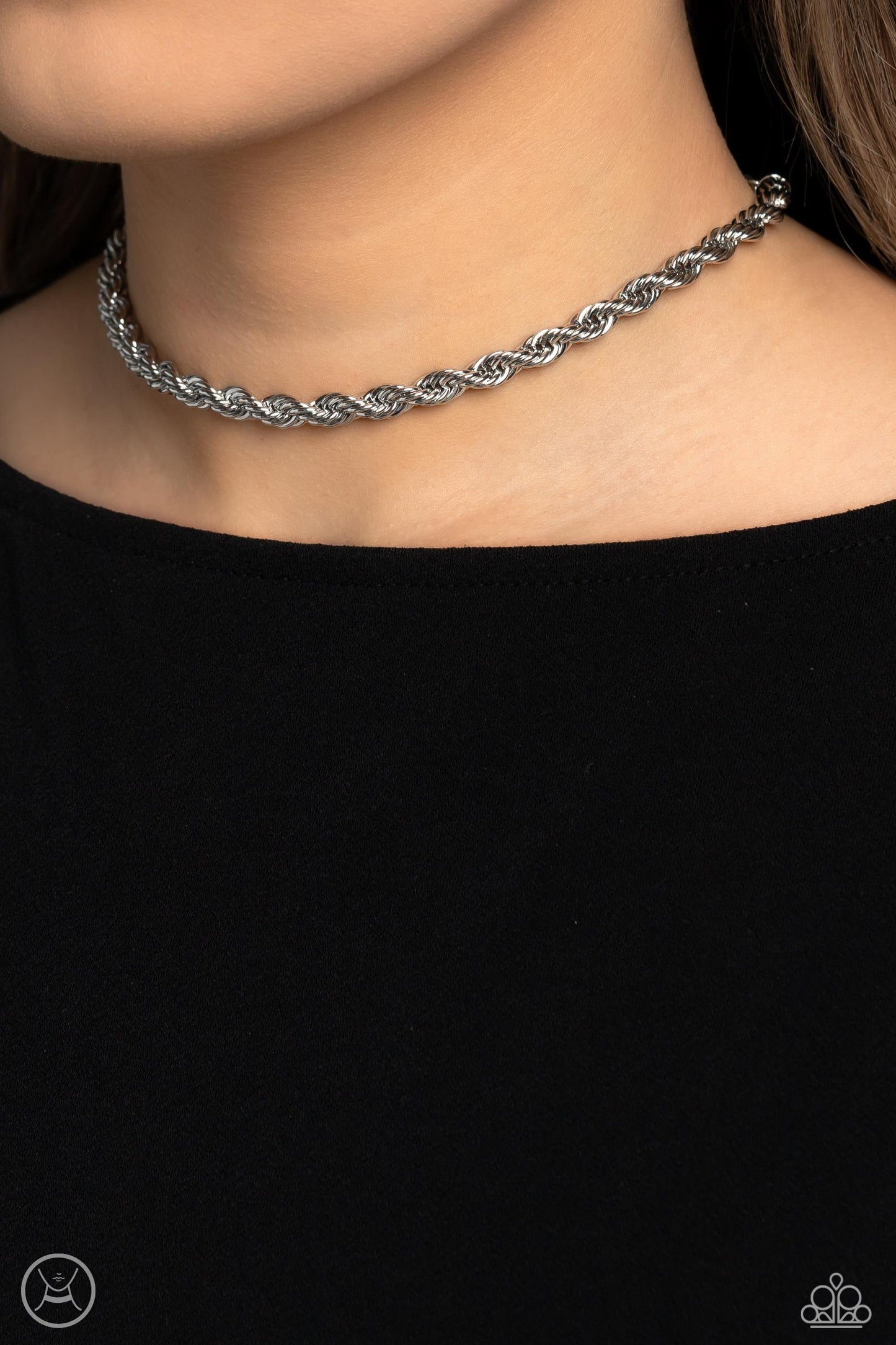 Paparazzi Accessories - Never Lose Rope - Silver Choker Necklace - Bling by JessieK