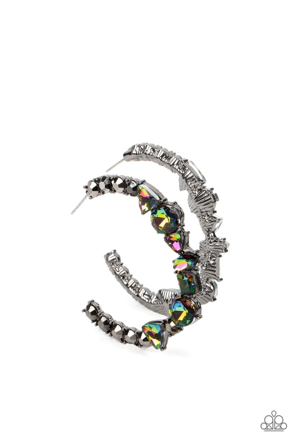 Paparazzi Accessories - New Age Nostalgia - Multicolor "oil-spill" Hoop Earrings - Bling by JessieK