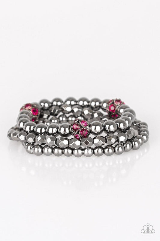 Paparazzi Accessories - Noticeably Noir - Pink Bracelet - Bling by JessieK