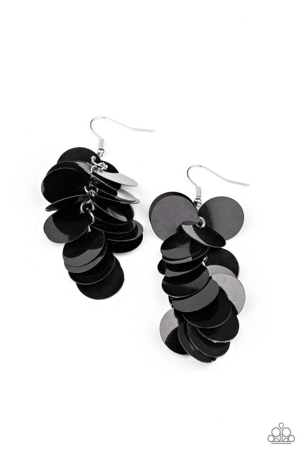 Paparazzi Accessories - Now You Sequin It - Black Earrings - Bling by JessieK