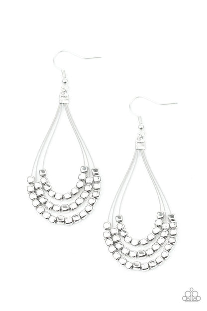 Paparazzi Accessories - Off The Blocks Shimmer - Silver Earrings - Bling by JessieK
