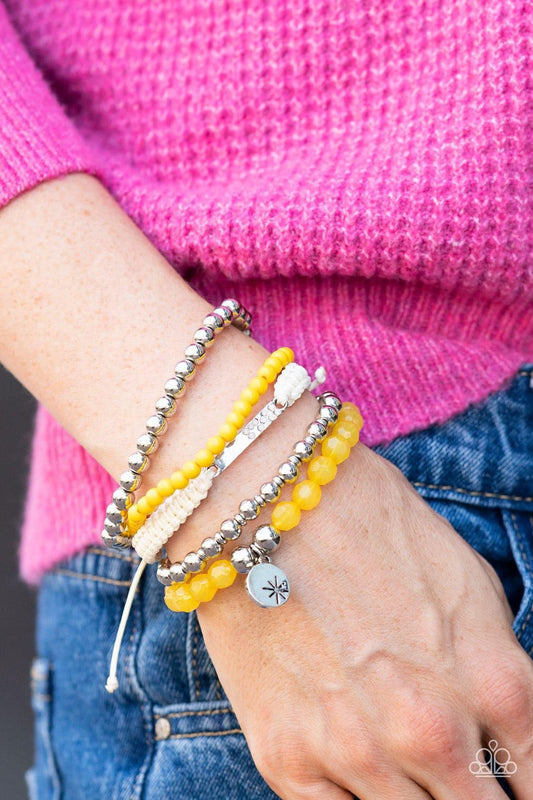 Paparazzi Accessories - Offshore Outing - Yellow Bracelet - Bling by JessieK