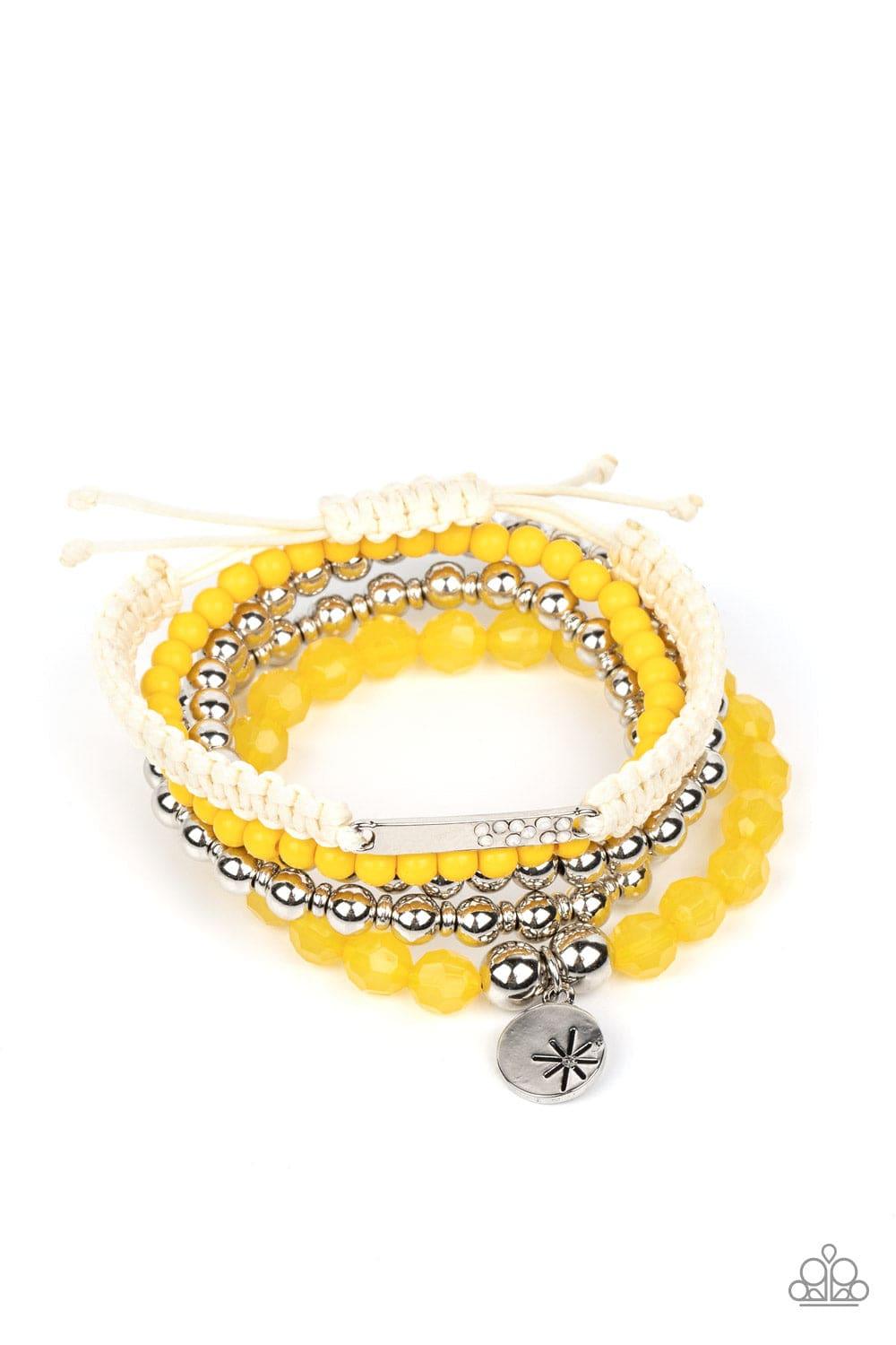 Paparazzi Accessories - Offshore Outing - Yellow Bracelet - Bling by JessieK