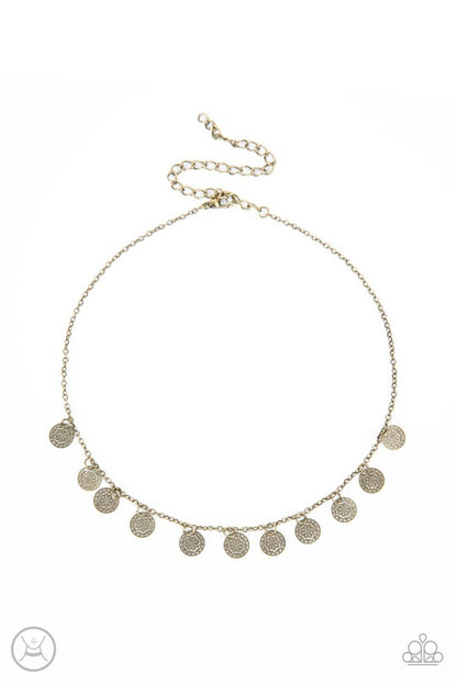 Paparazzi Accessories - On My Chime - Brass Choker Necklace - Bling by JessieK