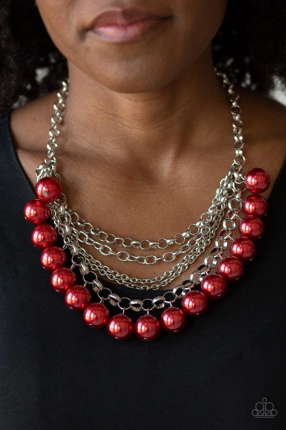 Paparazzi Accessories - One-way Wall Street - Red Necklace - Bling by JessieK
