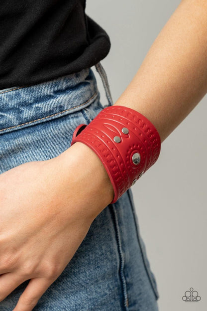 Paparazzi Accessories - Orange County - Red Snap Bracelet - Bling by JessieK