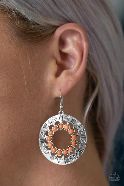 Paparazzi Accessories - Organically Omega - Orange Earrings - Bling by JessieK