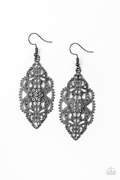 Paparazzi Accessories - Ornately Ornate - Black Earrings - Bling by JessieK