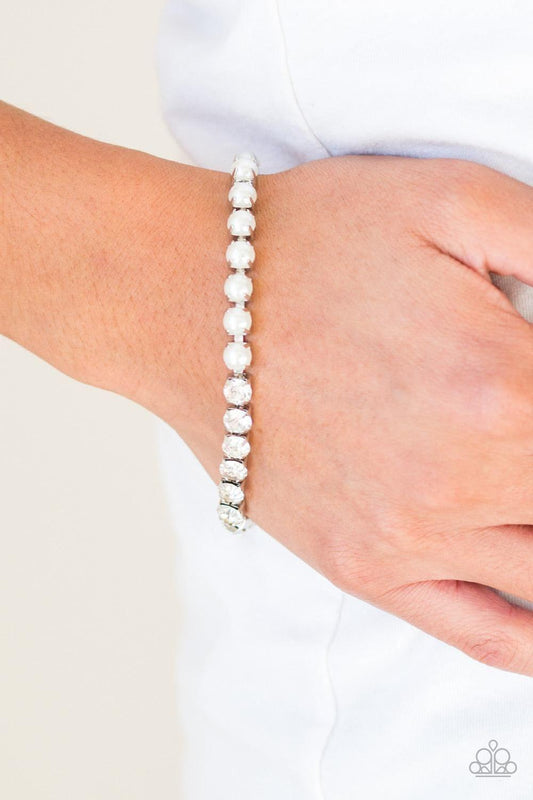 Paparazzi Accessories - Out Like a Socialite - White Bracelet - Bling by JessieK