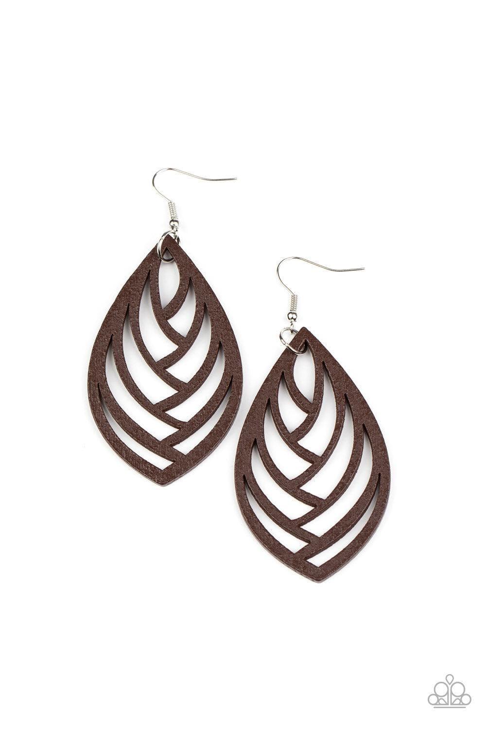Paparazzi Accessories - Out Of The Woodwork - Brown Earrings - Bling by JessieK