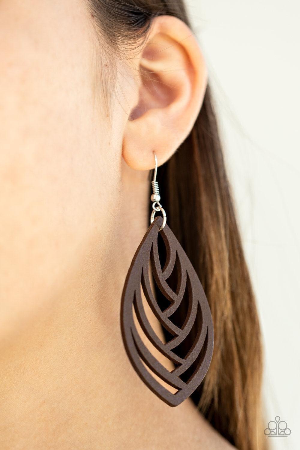 Paparazzi Accessories - Out Of The Woodwork - Brown Earrings - Bling by JessieK