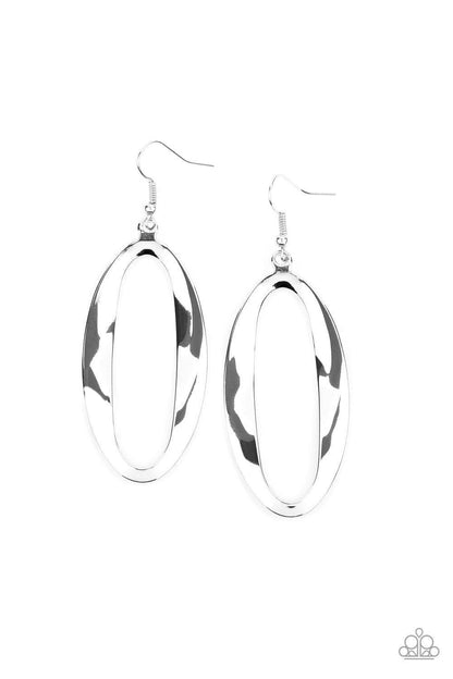 Paparazzi Accessories - Oval My Head - Silver Earrings - Bling by JessieK