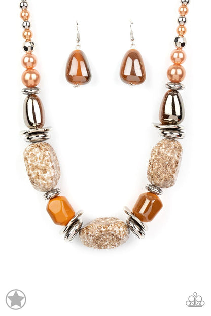 Paparazzi Accessories - Paparazzi Blockbuster Necklace: In Good Glazes Peach - Bling by JessieK