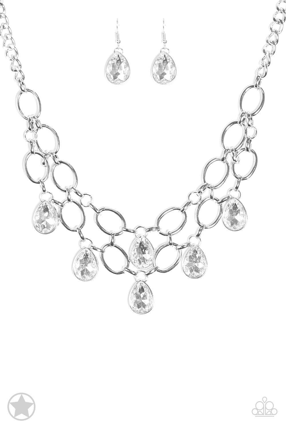 Paparazzi Accessories - Paparazzi Blockbuster Necklace: Show-stopping Shimmer White - Bling by JessieK