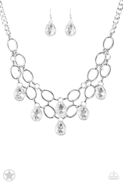 Paparazzi Accessories - Paparazzi Blockbuster Necklace: Show-stopping Shimmer White - Bling by JessieK