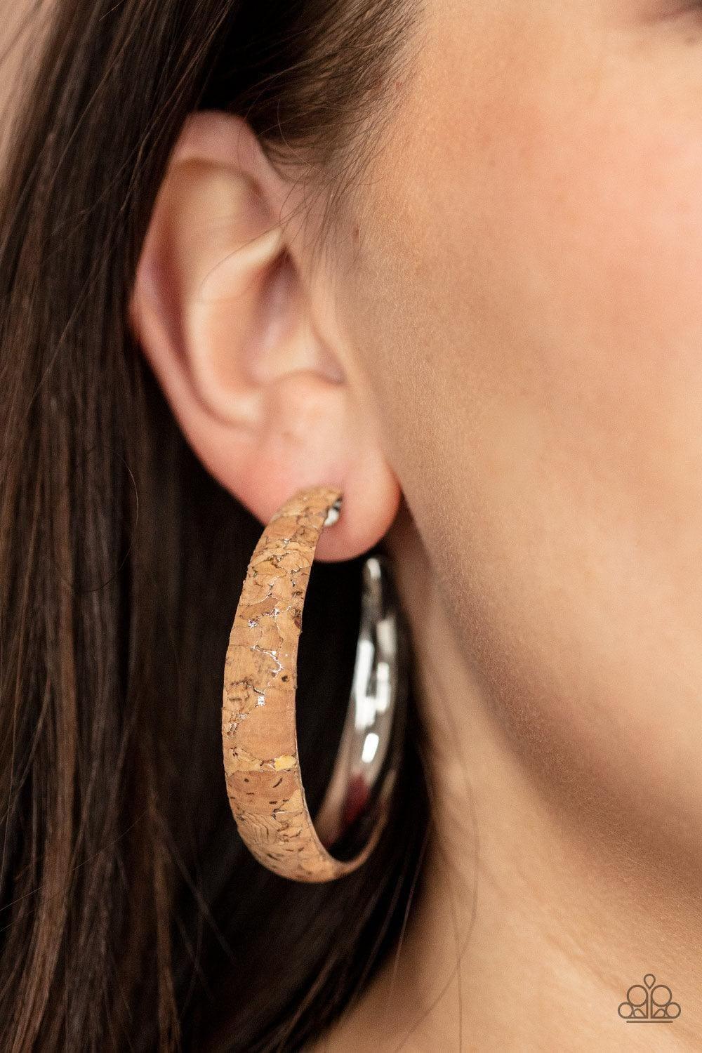 Paparazzi Accessories - Paparazzi Jewelry a Cork In The Road - Silver Hoop Earrings - Bling by JessieK