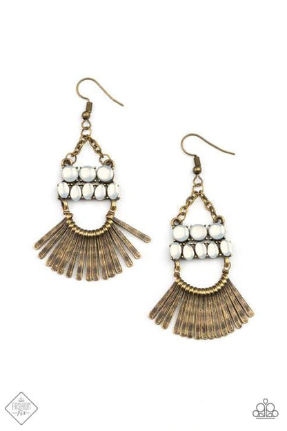 Paparazzi Accessories - Paparazzi Jewelry A Flare For Fierceness Brass Earrings - Bling by JessieK