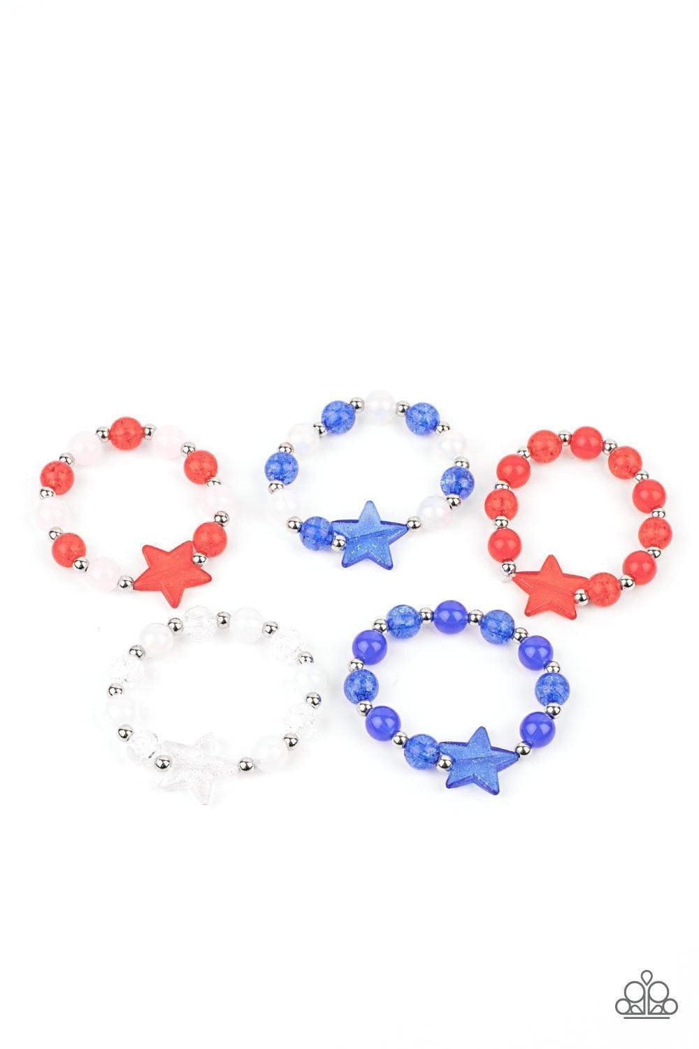 Paparazzi Accessories - Paparazzi Starlet Shimmer Jewelry - Red, White & Blue Stars Beaded Bracelets - Bling by JessieK