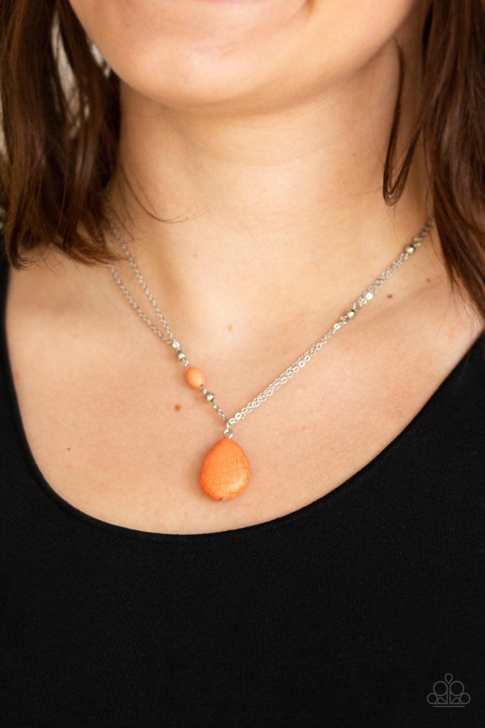 Paparazzi Accessories - Peaceful Prairies - Orange Dainty Necklace - Bling by JessieK