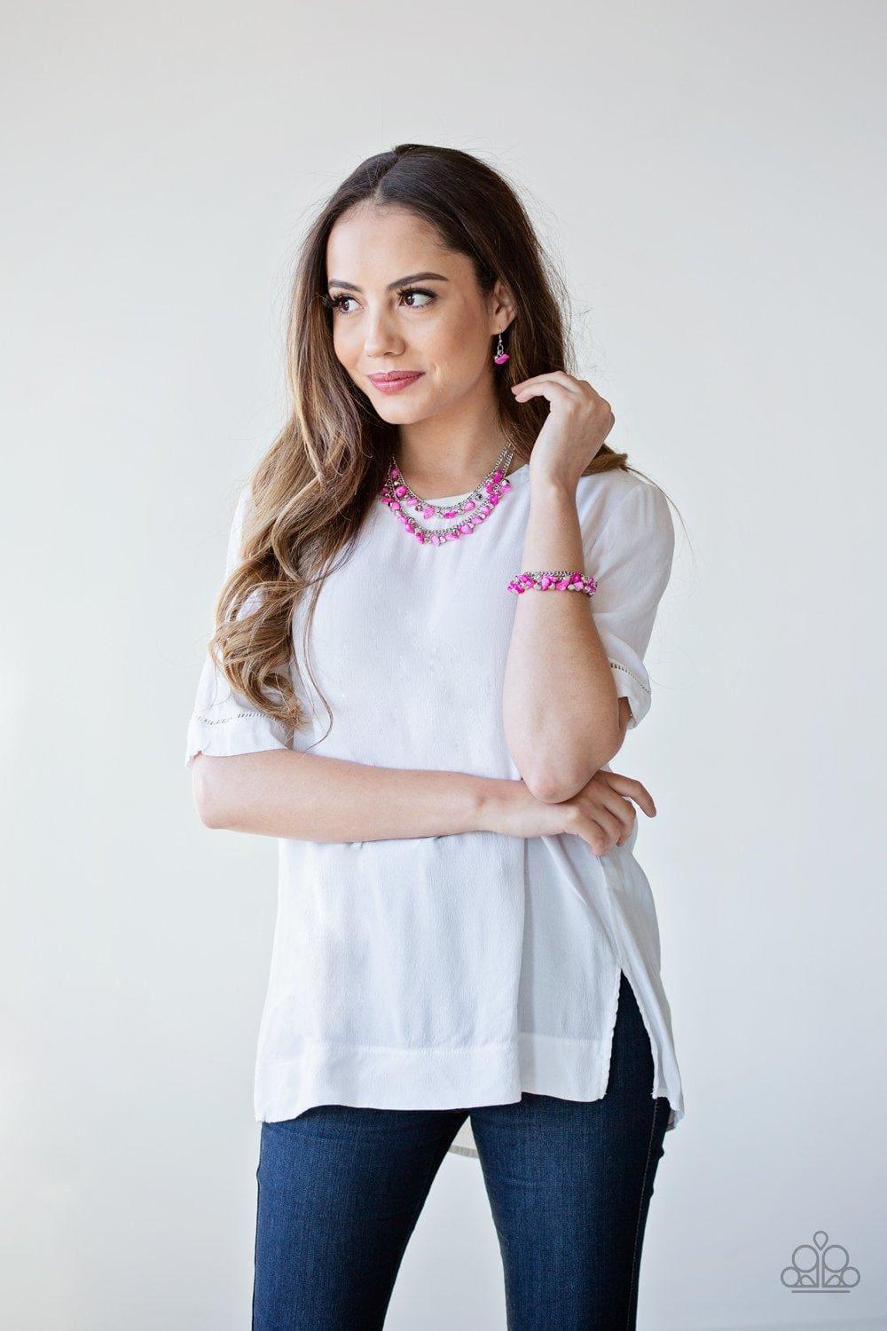Paparazzi Accessories - Pebble Pioneer - Pink Necklace - Bling by JessieK