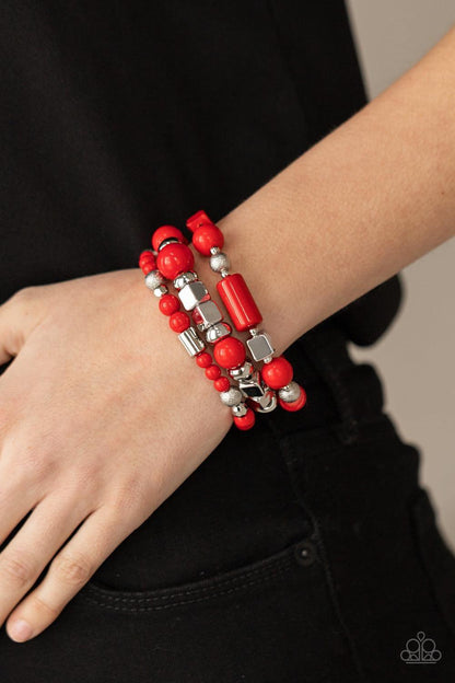 Paparazzi Accessories - Perfectly Prismatic - Red Bracelet - Bling by JessieK