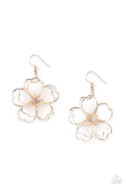 Paparazzi Accessories - Petal Power - Rose Gold Earrings - Bling by JessieK