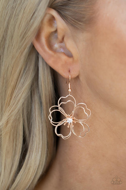 Paparazzi Accessories - Petal Power - Rose Gold Earrings - Bling by JessieK