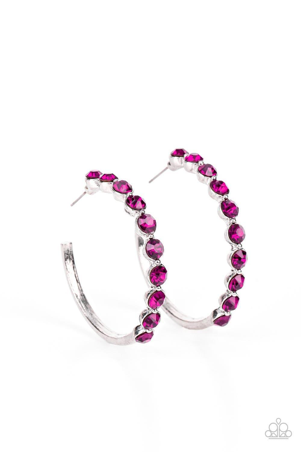 Paparazzi Accessories - Photo Finish - Pink Hoop Earrings - Bling by JessieK
