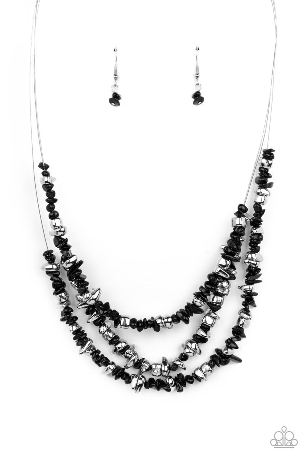 Paparazzi Accessories - Placid Pebbles - Black Necklace - Bling by JessieK