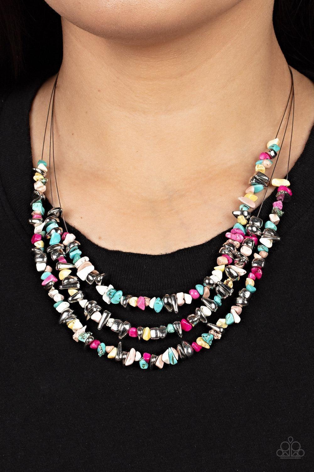 Paparazzi Accessories - Placid Pebbles - Multicolor Necklace - Bling by JessieK