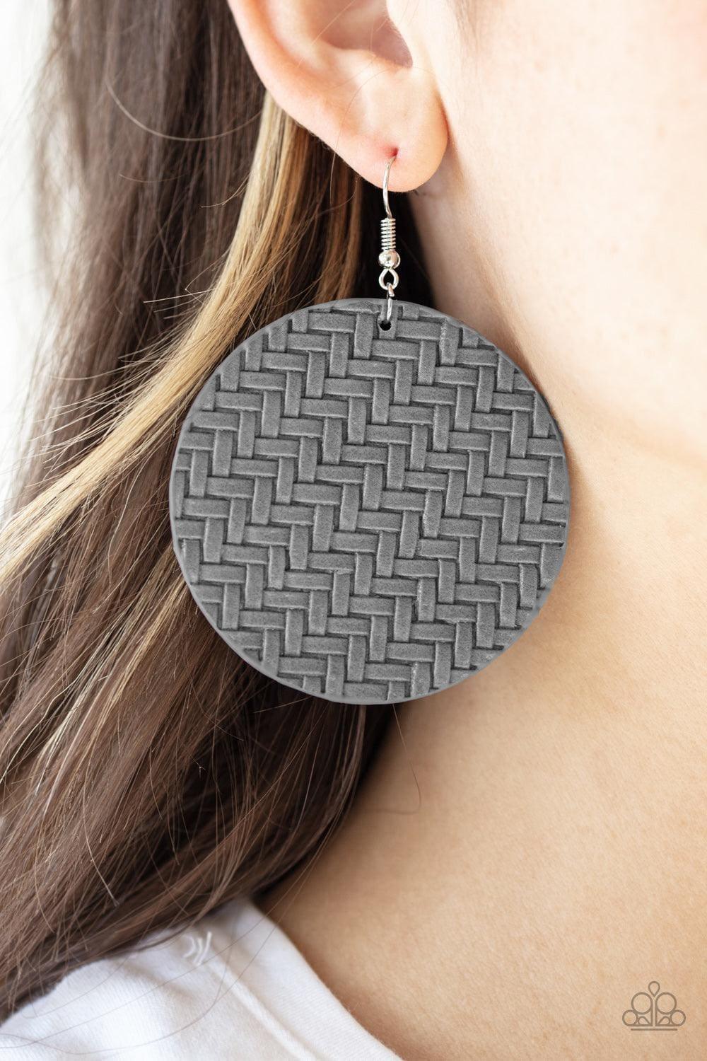 Paparazzi Accessories - Plaited Plains - Silver/gray Earrings - Bling by JessieK
