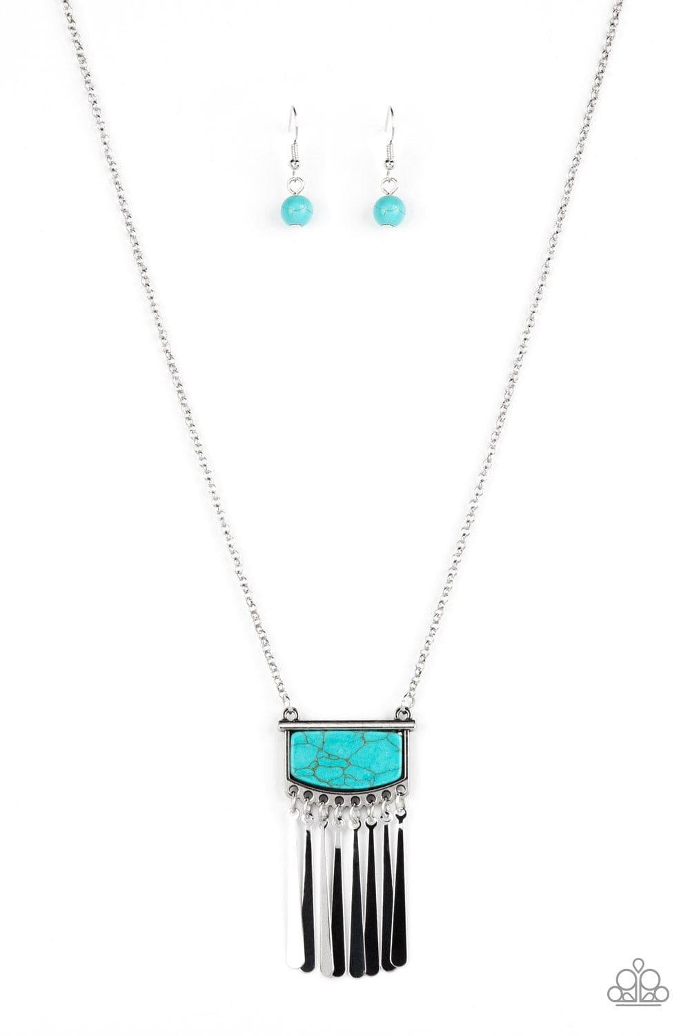 Paparazzi Accessories - Plateau Pioneer - Blue Necklace - Bling by JessieK