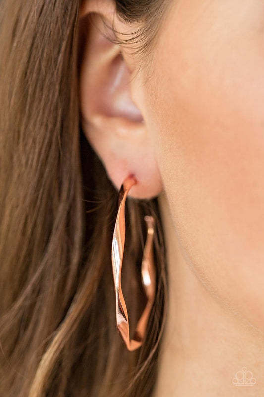 Paparazzi Accessories - Plot Twist - Copper Hoop Earrings - Bling by JessieK