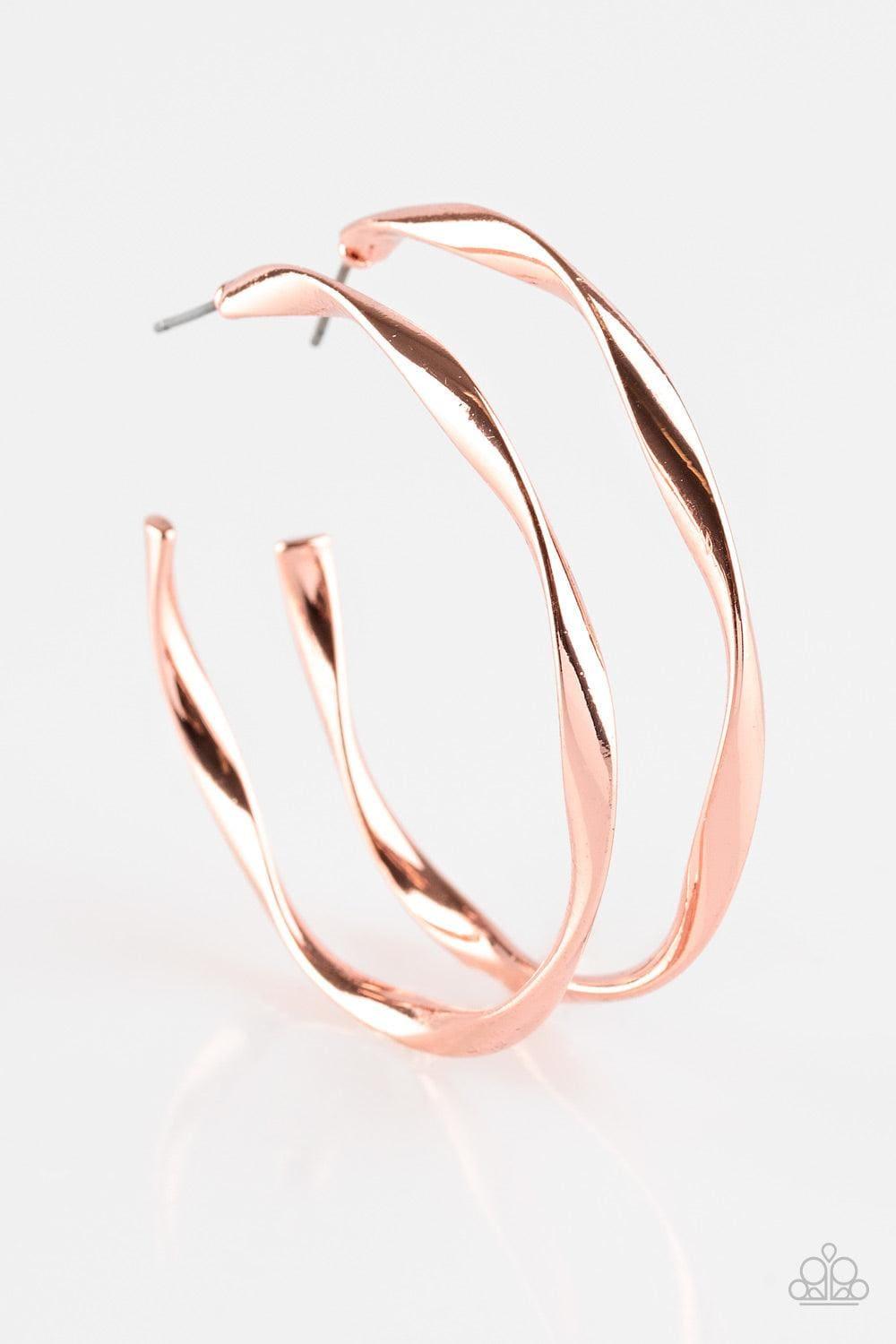Paparazzi Accessories - Plot Twist - Copper Hoop Earrings - Bling by JessieK