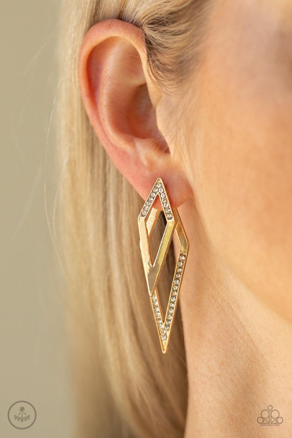 Paparazzi Accessories - Point-bank - Gold Earrings - Bling by JessieK