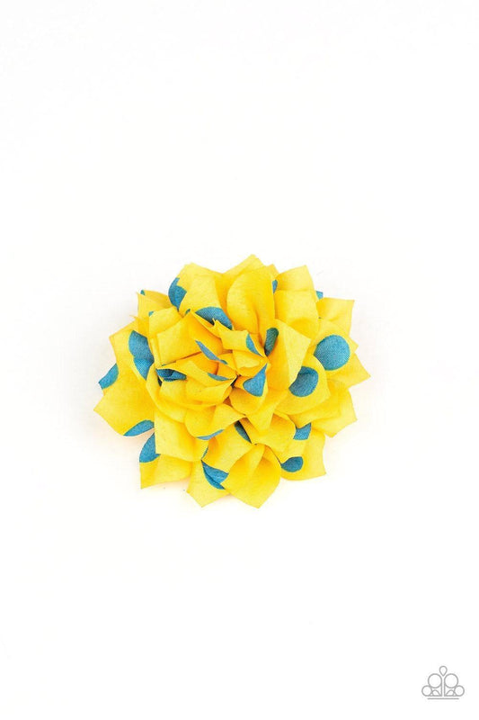 Paparazzi Accessories - Polka Perfection - Yellow Hair Clip - Bling by JessieK