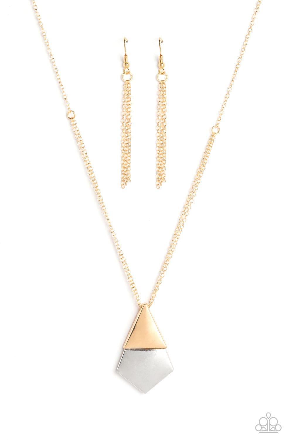 Paparazzi Accessories - Posh Pyramid - Gold Necklace - Bling by JessieK